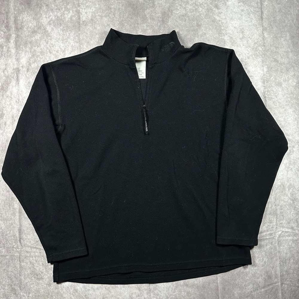 The North Face Mens M Black Quarter Zip Pullover Mock Neck Fleece Sweatshirt TKA
